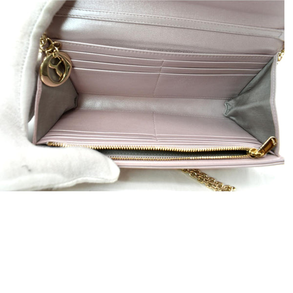 CHRISTIAN DIOR Leather Wallet on Chain Crossbody Bag Light Pink