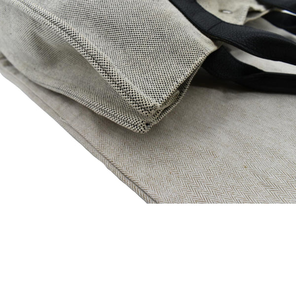 Hermes Garden Party Toile Leather Tote Bag Black/Beige - Left Side
