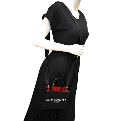Givenchy Mini G Canvas Shopping Tote Bag in Black - Full View