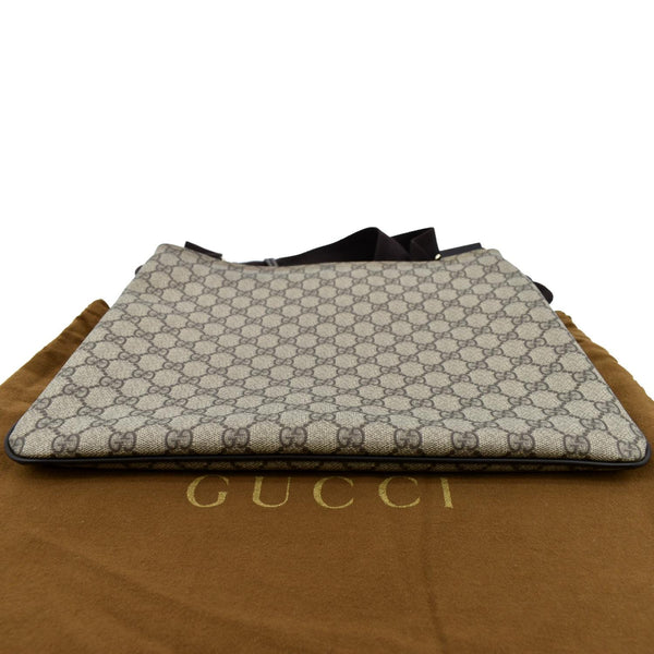 Gucci GG Supreme Canvas Messenger Shoulder Bag in Beige - Bottom