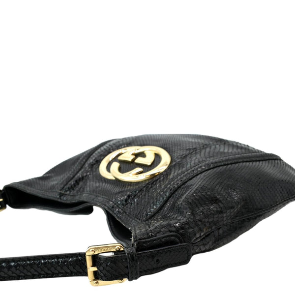 Gucci Britt Medium Patent Leather Hobo Bag Black - DDH