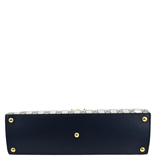 GUCCI Medium Padlock GG Supreme Monogram Top Handle Bag Blue 432674
