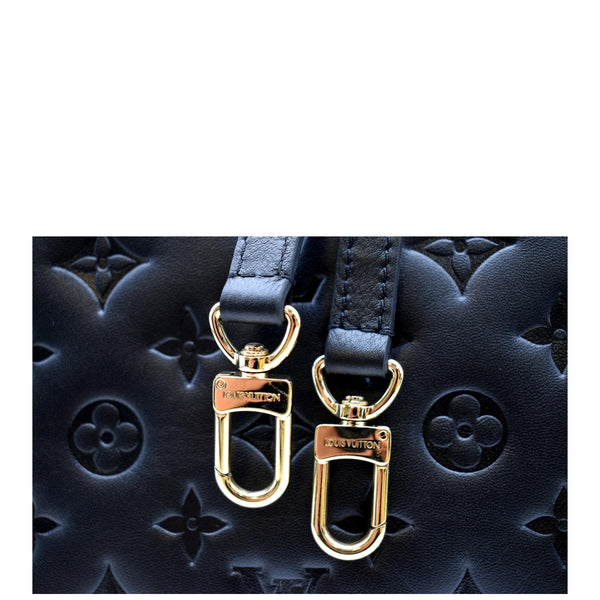 LOUIS VUITTON Coussin BB Monogram Embossed Leather Shoulder Bag Black