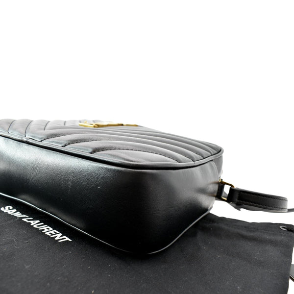 YVES SAINT LAURENT Lou Chevron Leather Camera Crossbody Bag Black