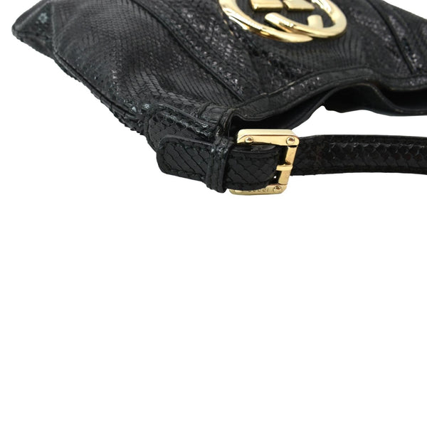 Gucci Britt Medium Patent Leather Hobo Bag Black - DDH