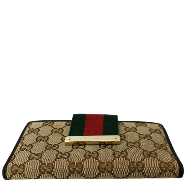 GUCCI Monogram Ladies Web GG Canvas Continental Wallet Beige 181668