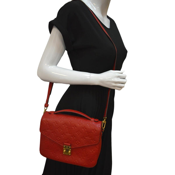 LOUIS VUITTON Metis Pochette Empreinte Leather Crossbody Bag Red