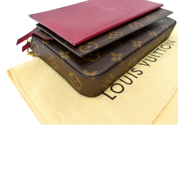 LOUIS VUITTON Felicie Monogram Canvas Pochette Crossbody Bag Brown