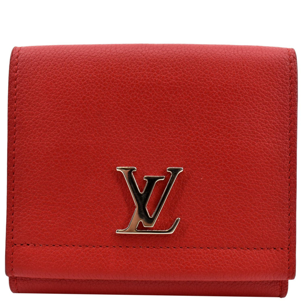 Auth Louis Vuitton Portefeuille Lock Mini Compact Wallet M80087