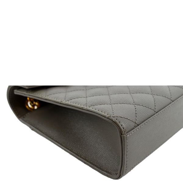 YVES SAINT LAURENT Envelope Medium Matelasse Leather Crossbody Bag Gray