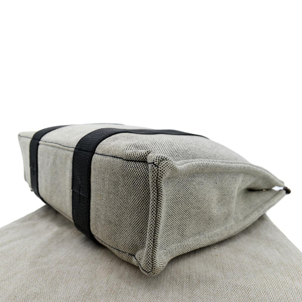 Hermes Garden Party Toile Leather Tote Bag Black/Beige - Bottom Right