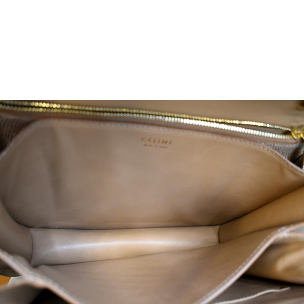 Celine Classic Box Medium Lizard Leather Shoulder Bag Beige