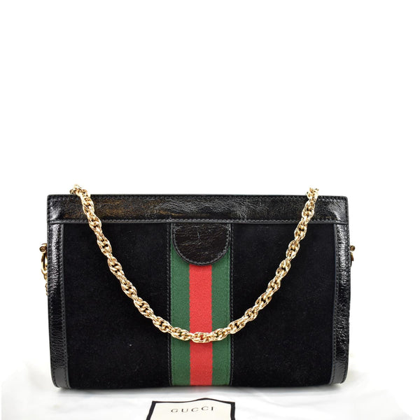 GUCCI Ophidia GG Small Web Suede Leather Shoulder Bag Black 503877