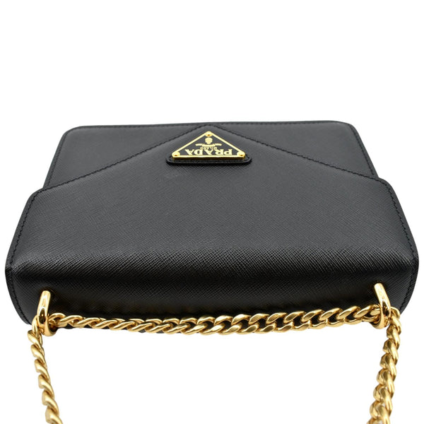 Prada Saffiano Lux Leather Crossbody Bag in Black-Top