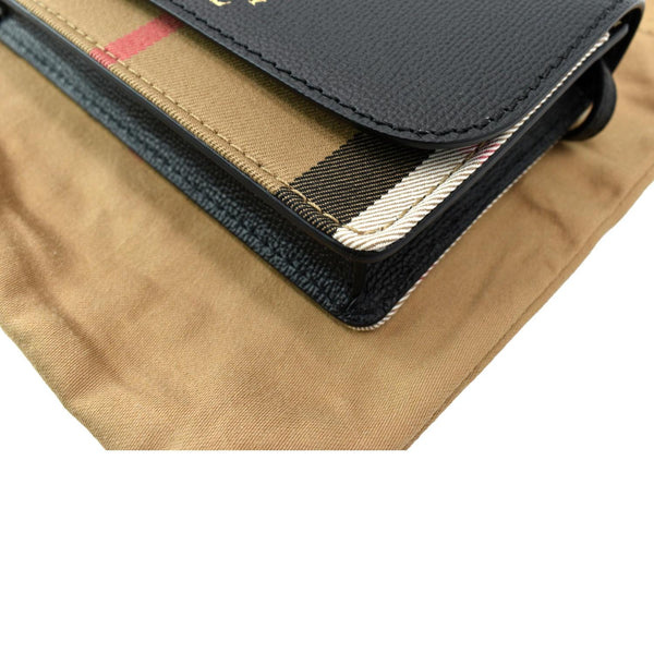 BURBERRY Hampshire House Check Wallet On Chain Crossbody Bag Beige