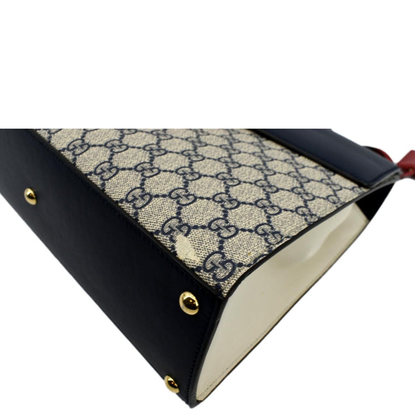 GUCCI Medium Padlock GG Supreme Monogram Top Handle Bag Blue 432674