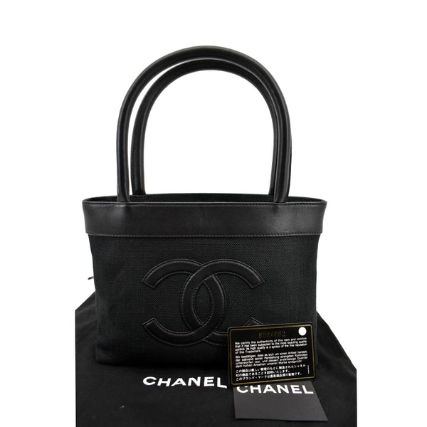 CHANEL Canvas Leather Tote Bag Black