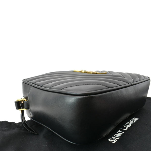 YVES SAINT LAURENT Lou Chevron Leather Camera Crossbody Bag Black