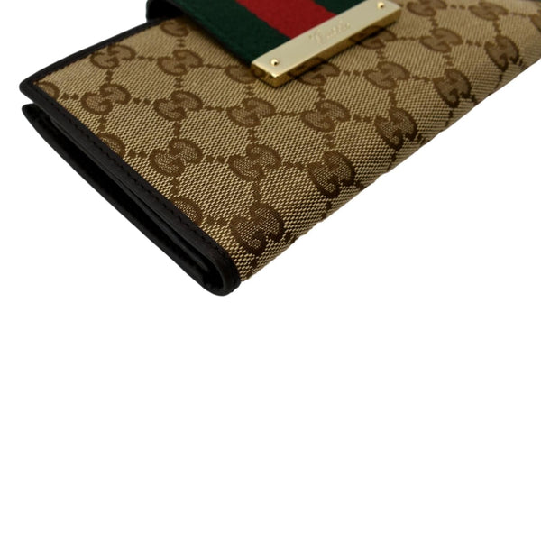GUCCI Monogram Ladies Web GG Canvas Continental Wallet Beige 181668