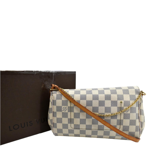 LOUIS VUITTON Favorite MM Damier Azur Crossbody Bag White