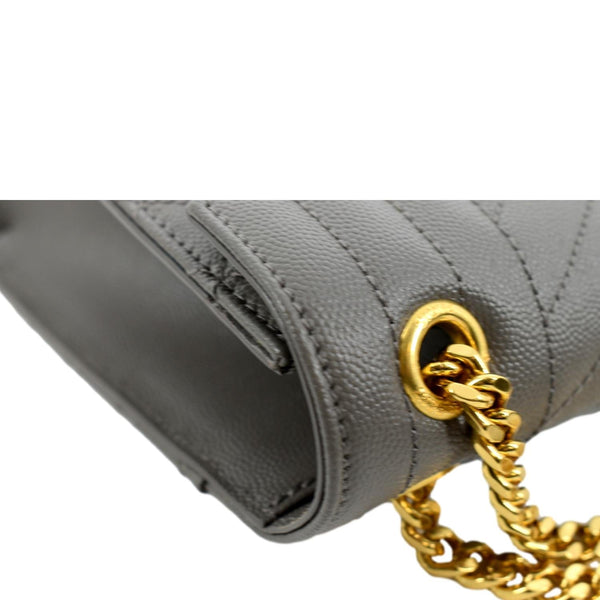 YVES SAINT LAURENT Envelope Medium Matelasse Leather Crossbody Bag Gray