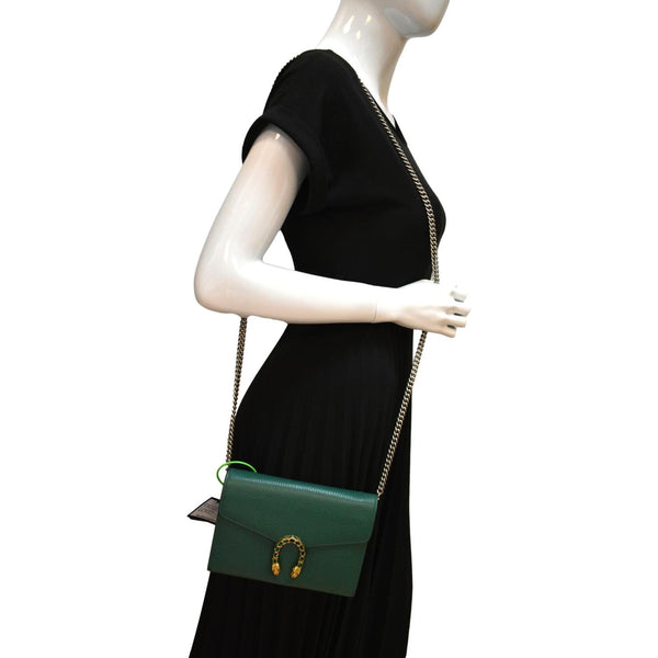 GUCCI Dionysus Leather Chain Crossbody Bag Green 401231