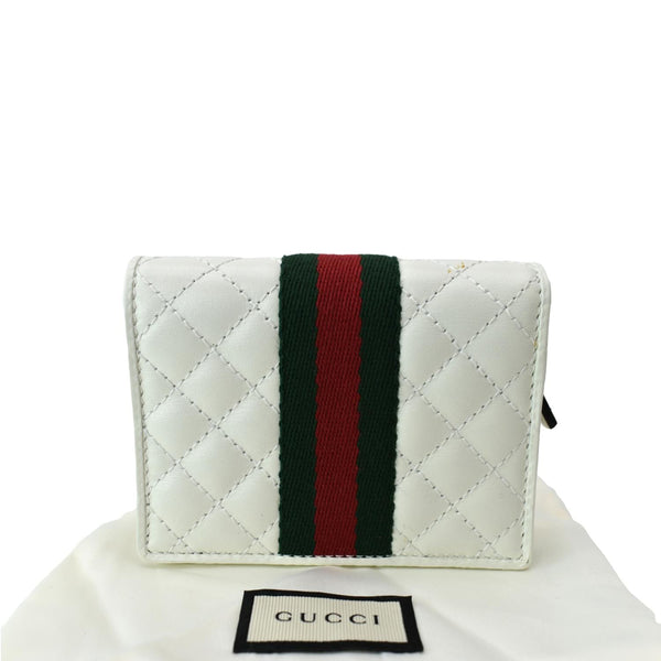 GUCCI Double G Web Trapuntata Card Case Wallet White 536453