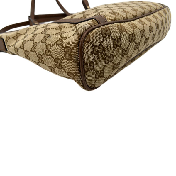 Gucci GG Canvas Leather 2-Way Tote Shoulder Bag Beige - Bottom Left