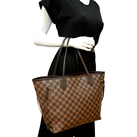 LOUIS VUITTON Neverfull MM Damier Ebene Tote Bag Brown
