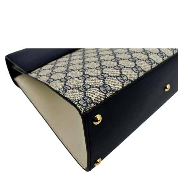 GUCCI Medium Padlock GG Supreme Monogram Top Handle Bag Blue 432674