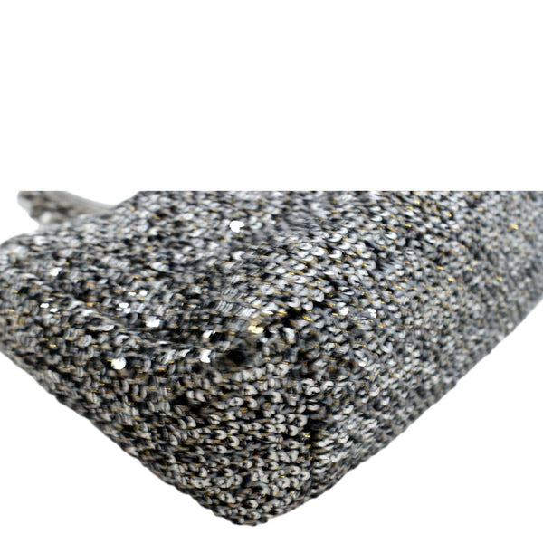 CHANEL 19 Flap Medium Sequin Shoulder Bag Silver