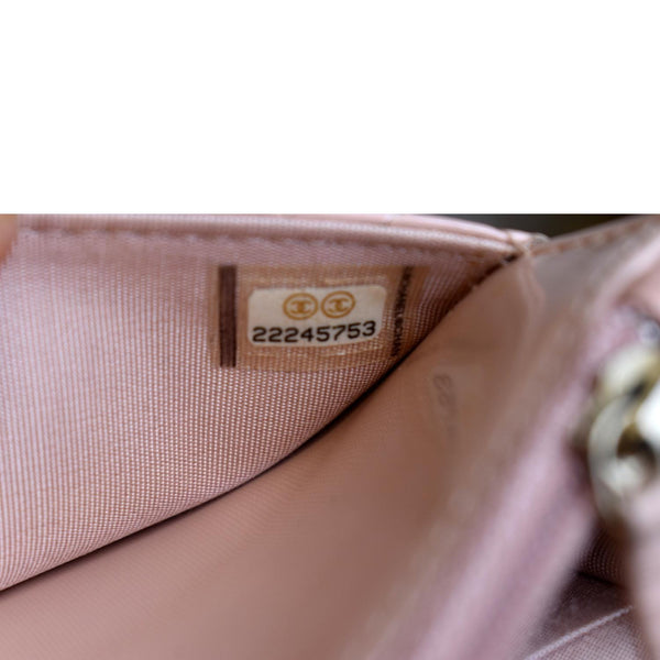 CHANEL Boy Woc Wallet on Chain Patent Leather Shoulder Bag Pink