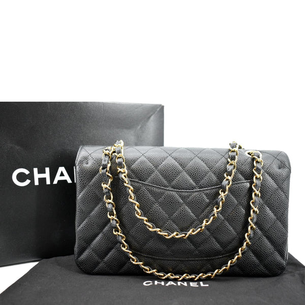 Chanel Jumbo Double Flap Caviar Leather Shoulder Bag - Back