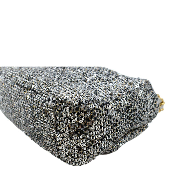 CHANEL 19 Flap Medium Sequin Shoulder Bag Silver