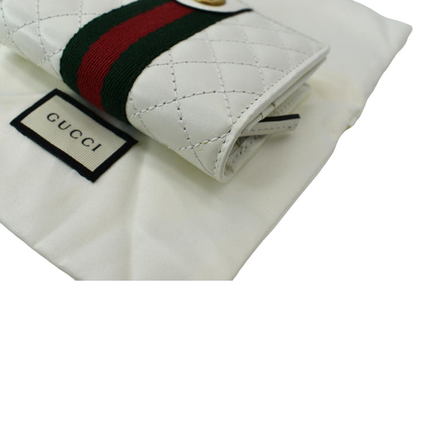 GUCCI Double G Web Trapuntata Card Case Wallet White 536453