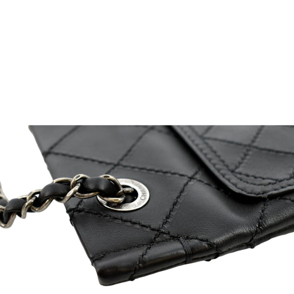 Chanel Stitched CC Pocket Leather Shoulder Bag Black - Top Left