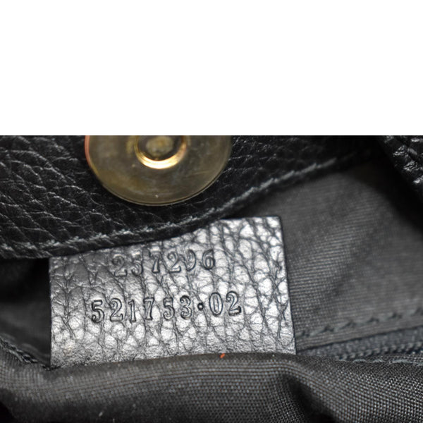GUCCI Trim Leather Hobo Bag Black 257296