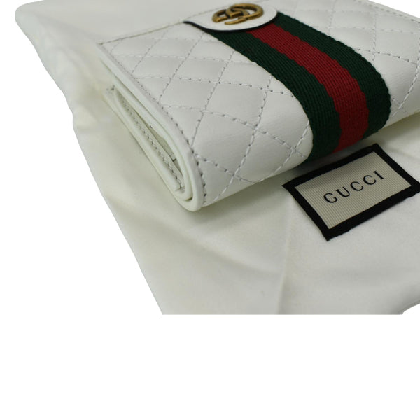 GUCCI Double G Web Trapuntata Card Case Wallet White 536453
