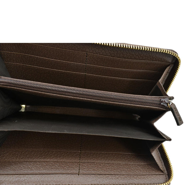 GUCCI Ophidia GG Continental Supreme Canvas Zip Around Wallet Beige 523154