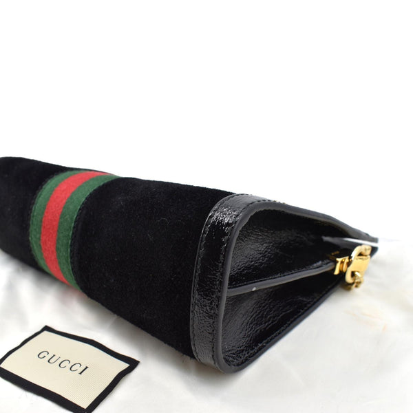 GUCCI Ophidia GG Small Web Suede Leather Shoulder Bag Black 503877