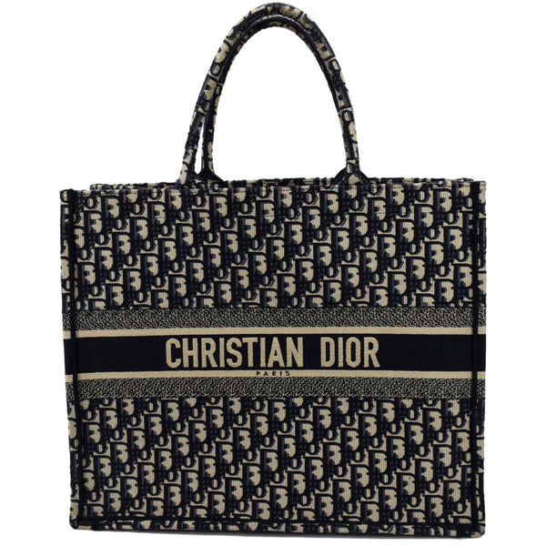 Christian Dior Large Book Oblique Embroidered Tote Bag - Close Look