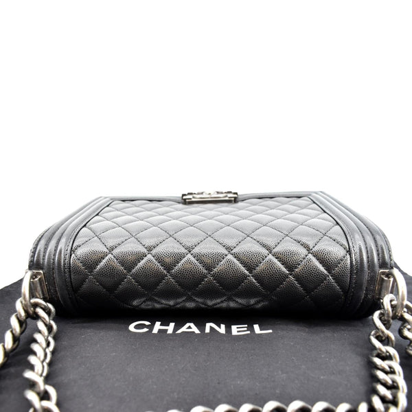 CHANEL Medium Boy Flap Caviar Leather Shoulder Bag Black