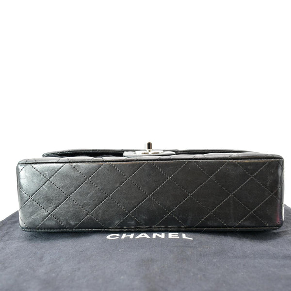 CHANEL Medium Double Flap Lambskin Leather Shoulder Bag Black