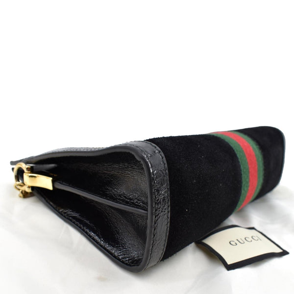 GUCCI Ophidia GG Small Web Suede Leather Shoulder Bag Black 503877