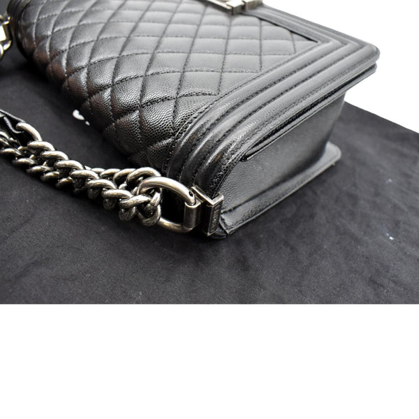 CHANEL Medium Boy Flap Caviar Leather Shoulder Bag Black