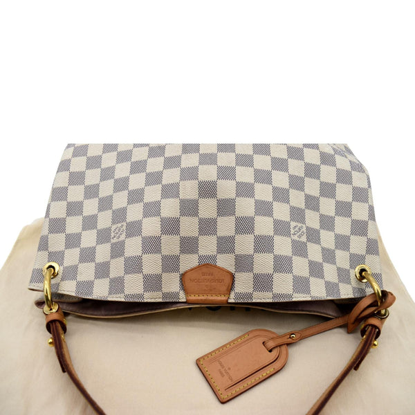 LOUIS VUITTON Graceful PM Damier Azur Hobo Shoulder Bag White