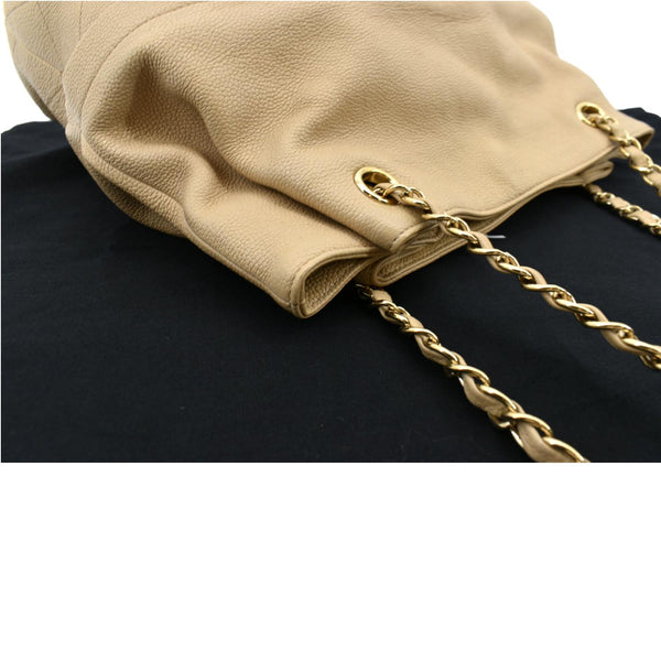 Chanel Zip Carry Grained Calfskin Leather Shopping Tote Bag - Right Side