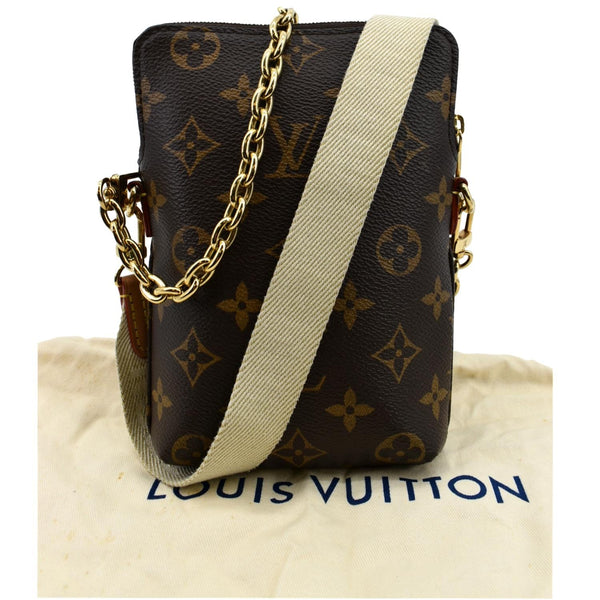 LOUIS VUITTON Utility Phone Sleeve Monogram Canvas Crossbody Bag Brown