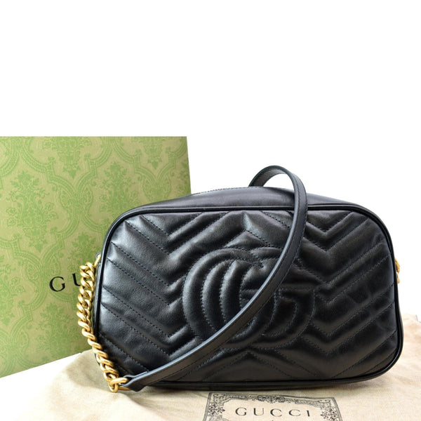 GUCCI GG Marmont Small Matelasse Leather Crossbody Bag Black 447632