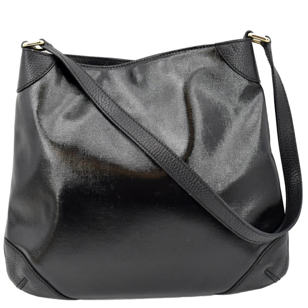 GUCCI Trim Leather Hobo Bag Black 257296